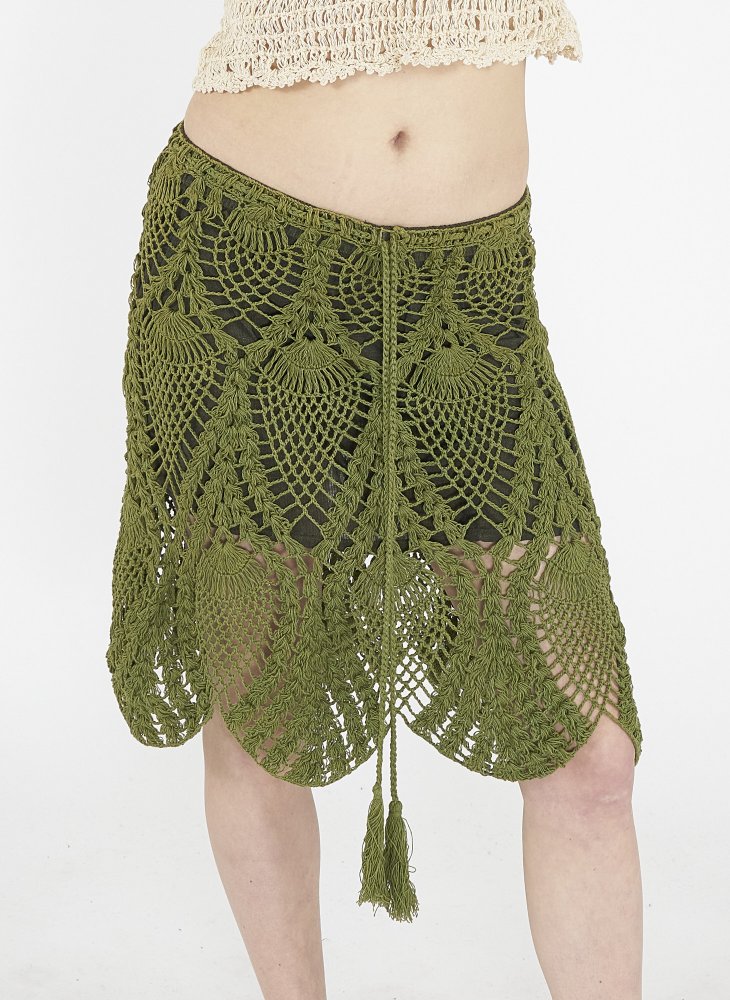 Crocheted MIDI skirt - GREEN