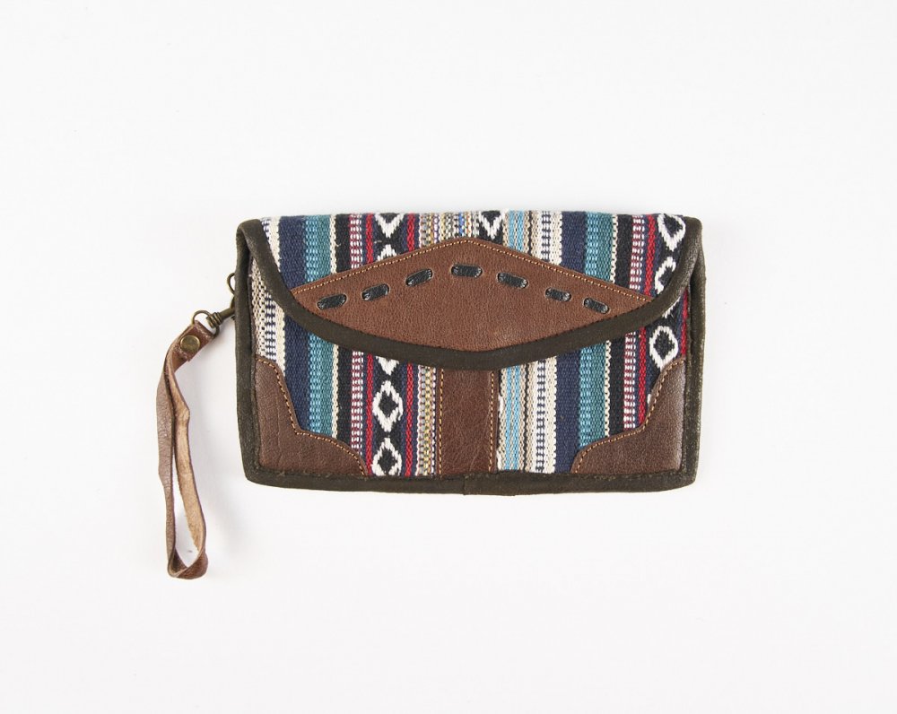 Small gheri and leather clutch purse