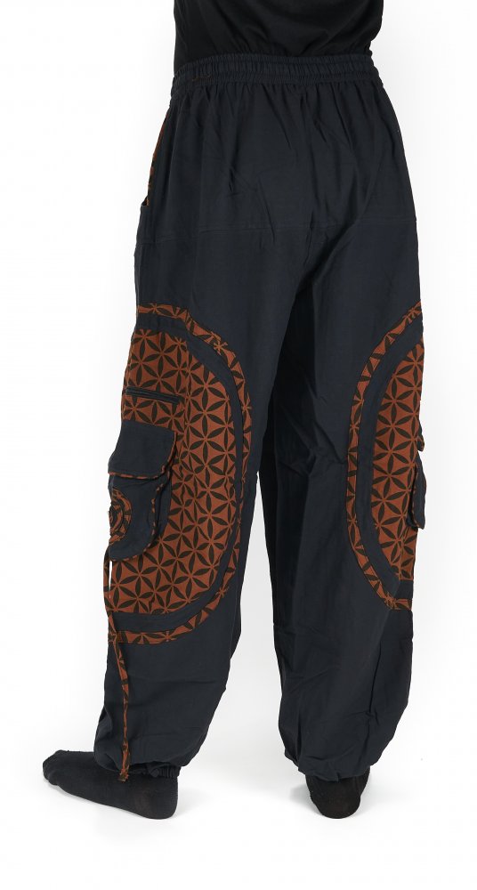 Wide straight TROUSERS - Flower of Life - COPPER