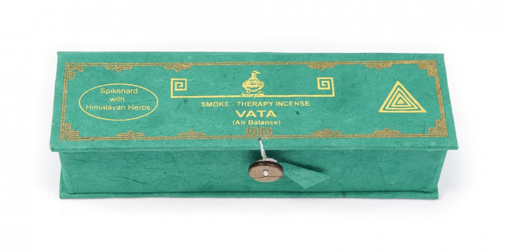 Najwyższej jakości wegańskie kadzidła tybetańskie patyczkowe od Mandala Arts, Smoke Therapy VATA, wykonane z masy roślinnej zgodnie z tradycyjną recepturą opartą o medycynę ajurwedyjską Ajurweda
