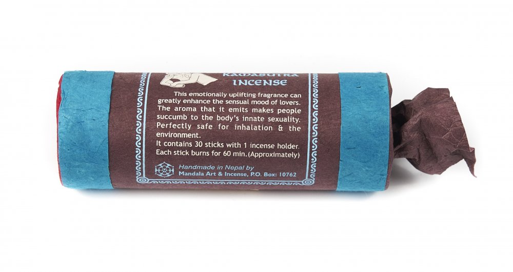 Wysokiej jakości kadzidła tybetańskie patyczkowe Ancient Tibetan KAMASUTRA, afrodyzjak, podnosi libido, działanie stymulujące zmysły, zapach aromat słodki korzenny przyprawowy, wegańskie, wykonane z masy roślinnej według tradycyjnej receptury w Nepalu