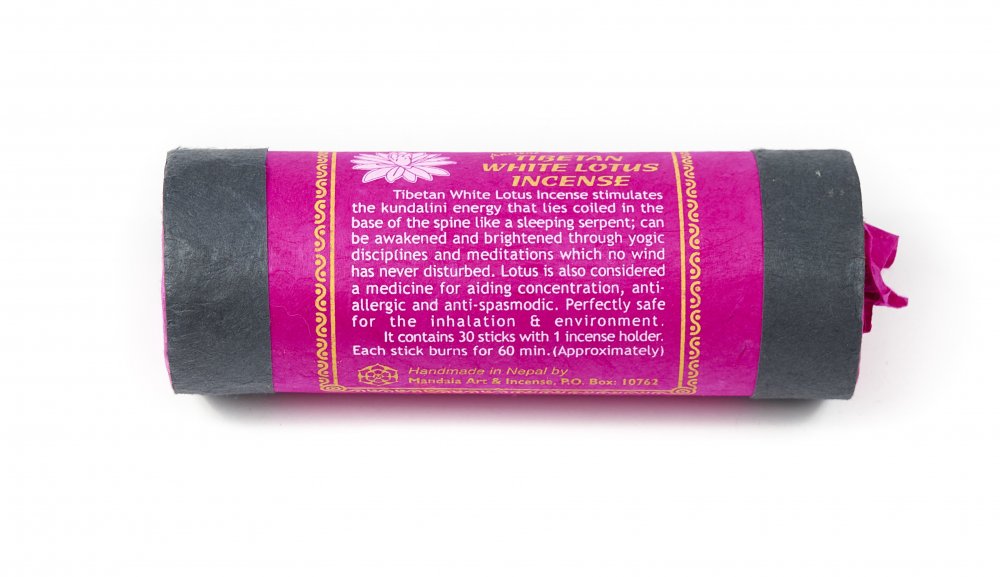 Wysokiej jakości kadzidła tybetańskie patyczkowe Ancient Tibetan, zapach aromat WHITE LOTUS BIAŁY LOTOS, wegańskie, wykonane z masy roślinnej według tradycyjnej receptury w Nepalu