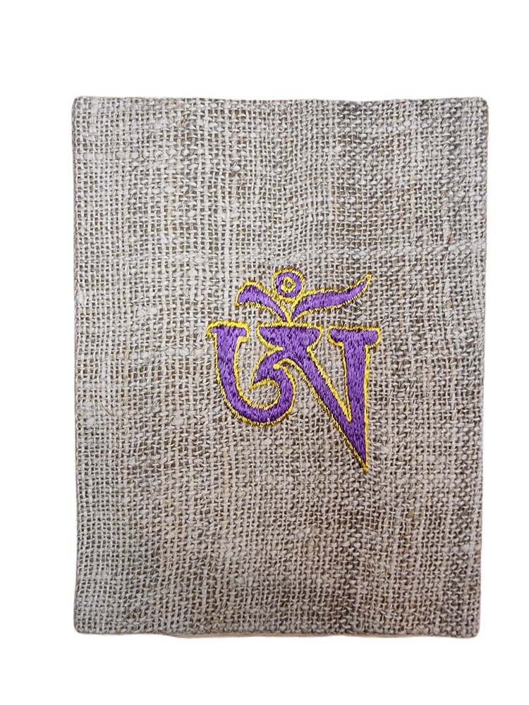  Hand-made notebook with hemp cover & embroidery OM ॐ