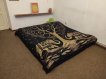 Indian bed cover/tapestry with golden print (BLACK)