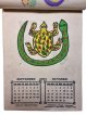 Ręcznie robiony etno kalendarz 2024. Kalendarz z motywem zwierząt wykonany z papieru czerpanego.