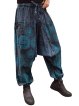 Stonewashed mandala cotton harem pants handmade in Nepal blue