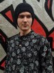 Czarna koszula z wzorem grzybów. 100 % bawełna, ręcznie szyta w Nepalu na zamówienie Kana Sapiens.