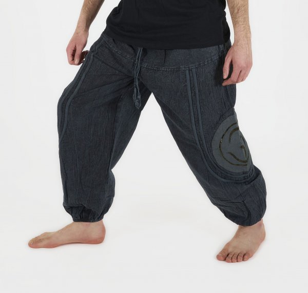 Stonewashed trousers with OM embroidery  grey 