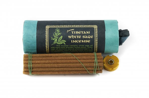 Wysokiej jakości kadzidła tybetańskie patyczkowe Ancient Tibetan, zapach aromat WHITE SAGE BIAŁA SZAŁWIA, wegańskie, wykonane z masy roślinnej według tradycyjnej receptury w Nepalu