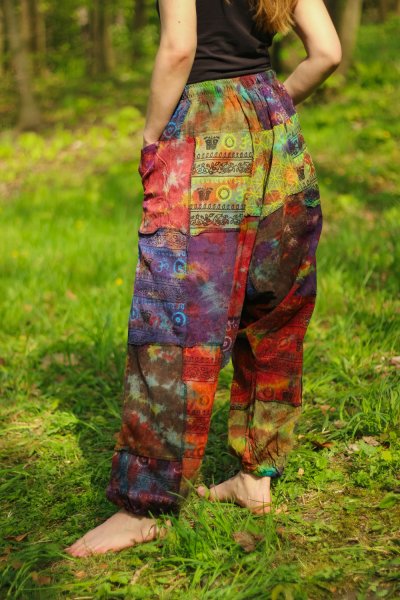 SZARAWARY Haremki Alladynki patchwork NEPAL etno hippie boho  wysokiej jakości luźne spodnie ręcznie robione w Nepalu.