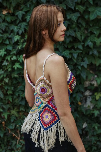 Ręcznie robiony crochet top  na szydełku  idealny na festiwal, styl boho, hippie